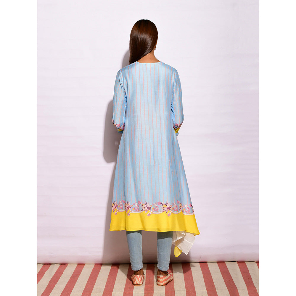 Swati Vijaivargie In Bloom Sky Blue Asymmetric Printed Tunic
