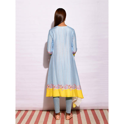Swati Vijaivargie In Bloom Sky Blue Asymmetric Printed Tunic