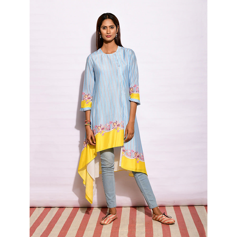 Swati Vijaivargie In Bloom Sky Blue Asymmetric Printed Tunic