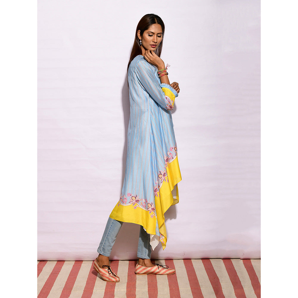 Swati Vijaivargie In Bloom Sky Blue Asymmetric Printed Tunic