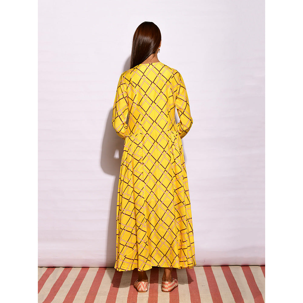 Swati Vijaivargie In Bloom Yellow Diamond Printed Maxi Dress