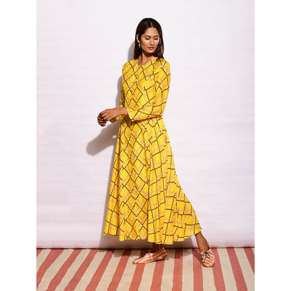 Swati Vijaivargie In Bloom Yellow Diamond Printed Maxi Dress