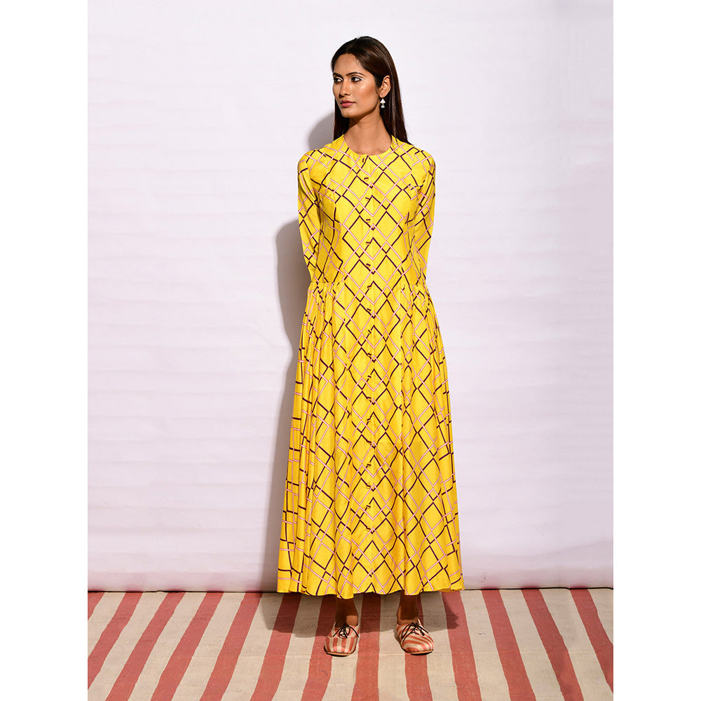 Swati Vijaivargie In Bloom Yellow Diamond Printed Maxi Dress