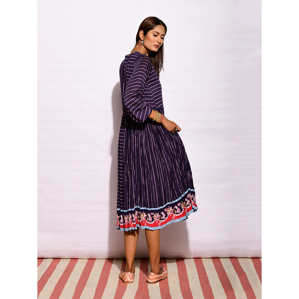 Swati Vijaivargie In Bloom Navy Blue Striped Crushed Dress