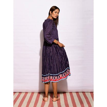 Swati Vijaivargie In Bloom Navy Blue Striped Crushed Dress