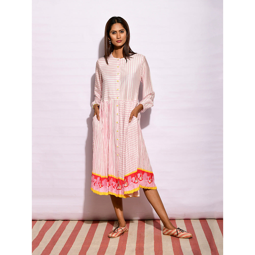 Swati Vijaivargie In Bloom Off White Striped Crushed Dress