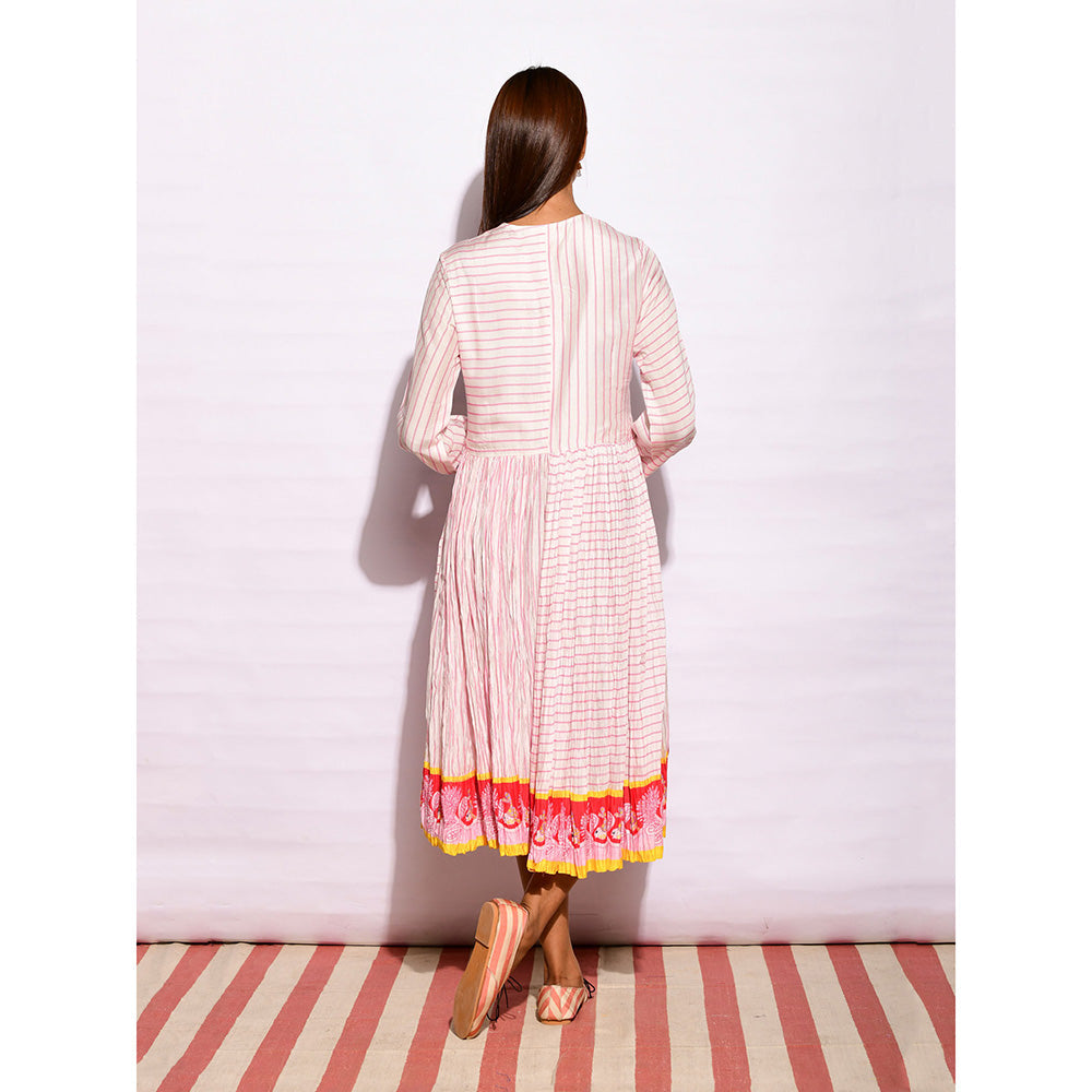 Swati Vijaivargie In Bloom Off White Striped Crushed Dress