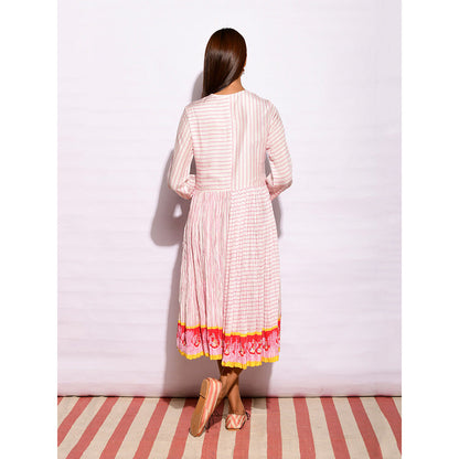 Swati Vijaivargie In Bloom Off White Striped Crushed Dress