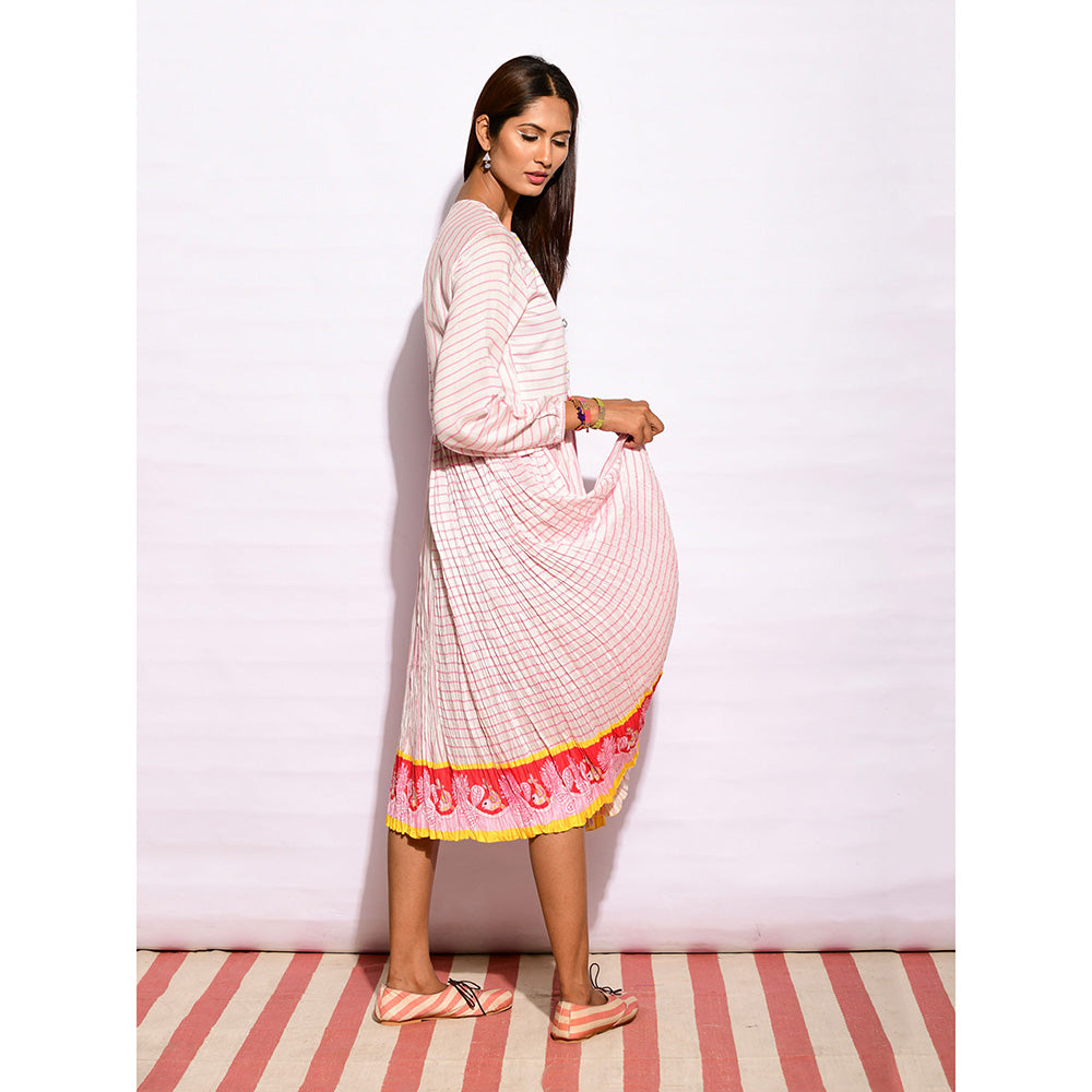 Swati Vijaivargie In Bloom Off White Striped Crushed Dress