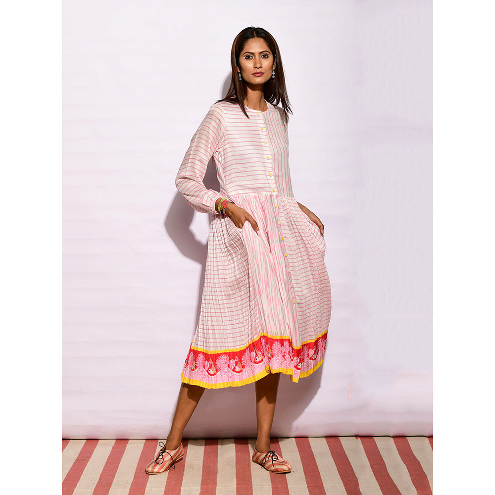 Swati Vijaivargie In Bloom Off White Striped Crushed Dress