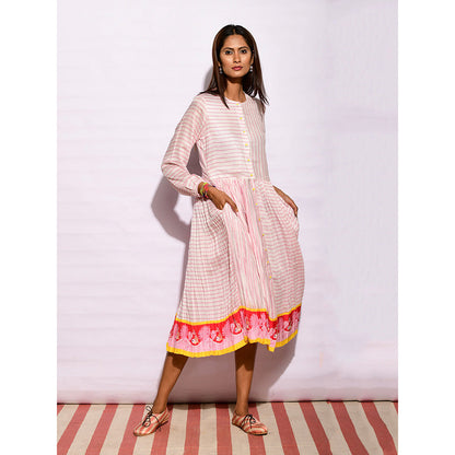 Swati Vijaivargie In Bloom Off White Striped Crushed Dress