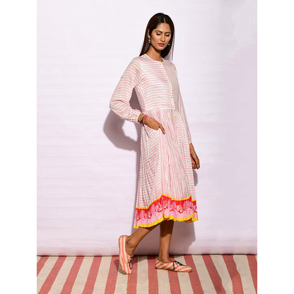 Swati Vijaivargie In Bloom Off White Striped Crushed Dress