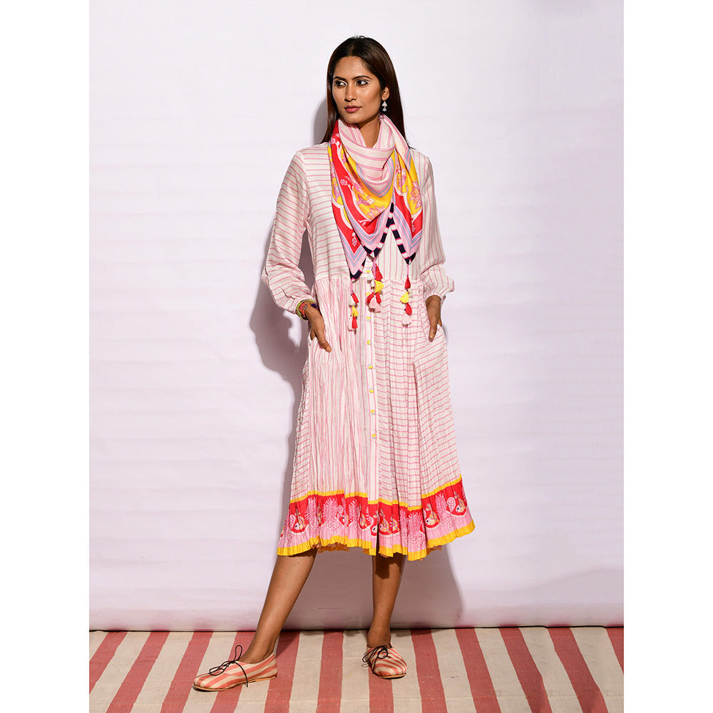 Swati Vijaivargie In Bloom Off White Striped Crushed Dress