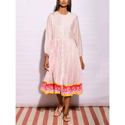 Swati Vijaivargie In Bloom Off White Striped Crushed Dress