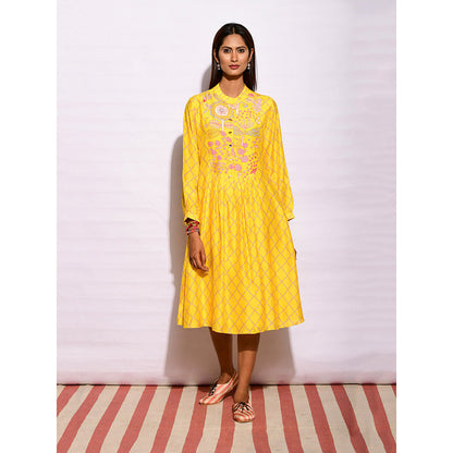Swati Vijaivargie In Bloom Yellow Diamond Printed Dress