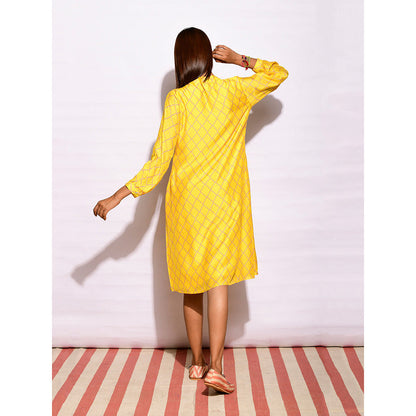 Swati Vijaivargie In Bloom Yellow Diamond Printed Dress