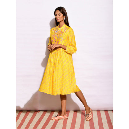 Swati Vijaivargie In Bloom Yellow Diamond Printed Dress