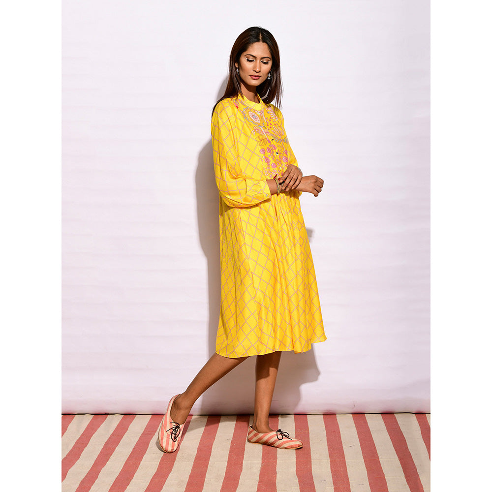 Swati Vijaivargie In Bloom Yellow Diamond Printed Dress
