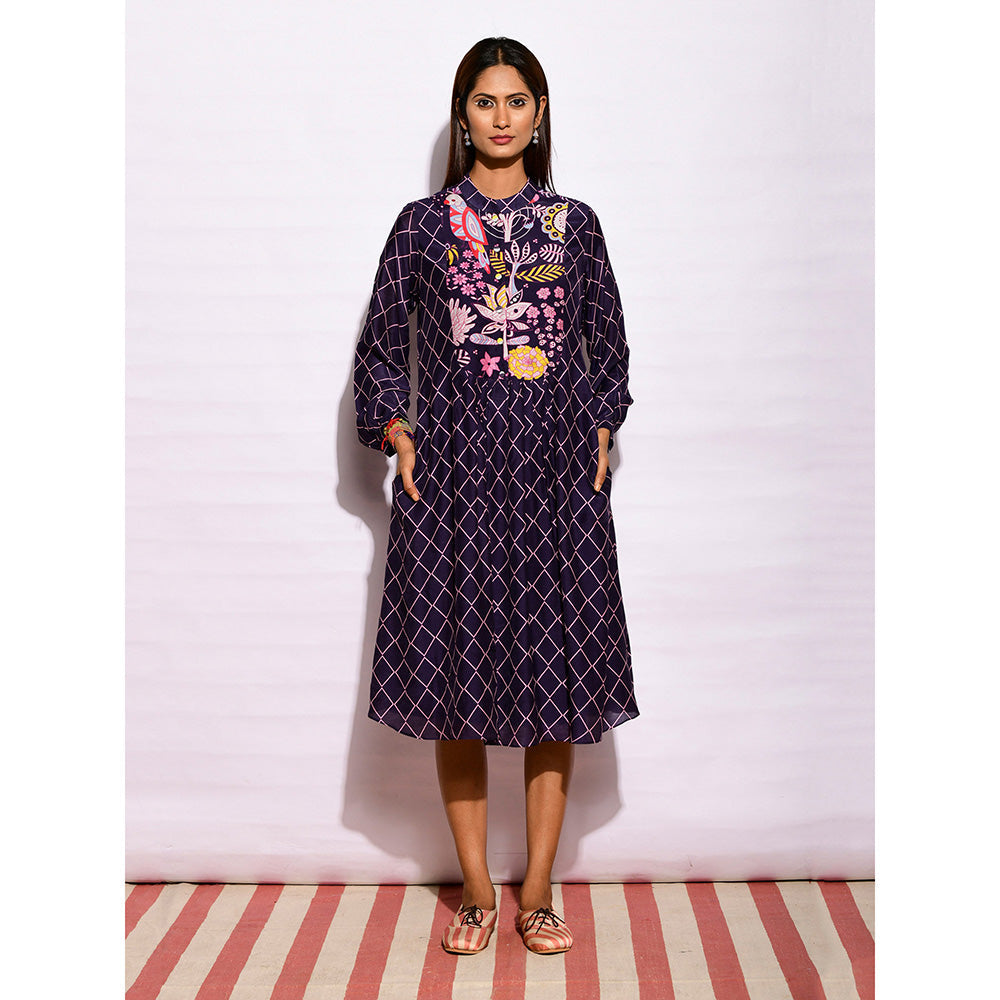 Swati Vijaivargie In Bloom Navy Blue Diamond Printed Dress