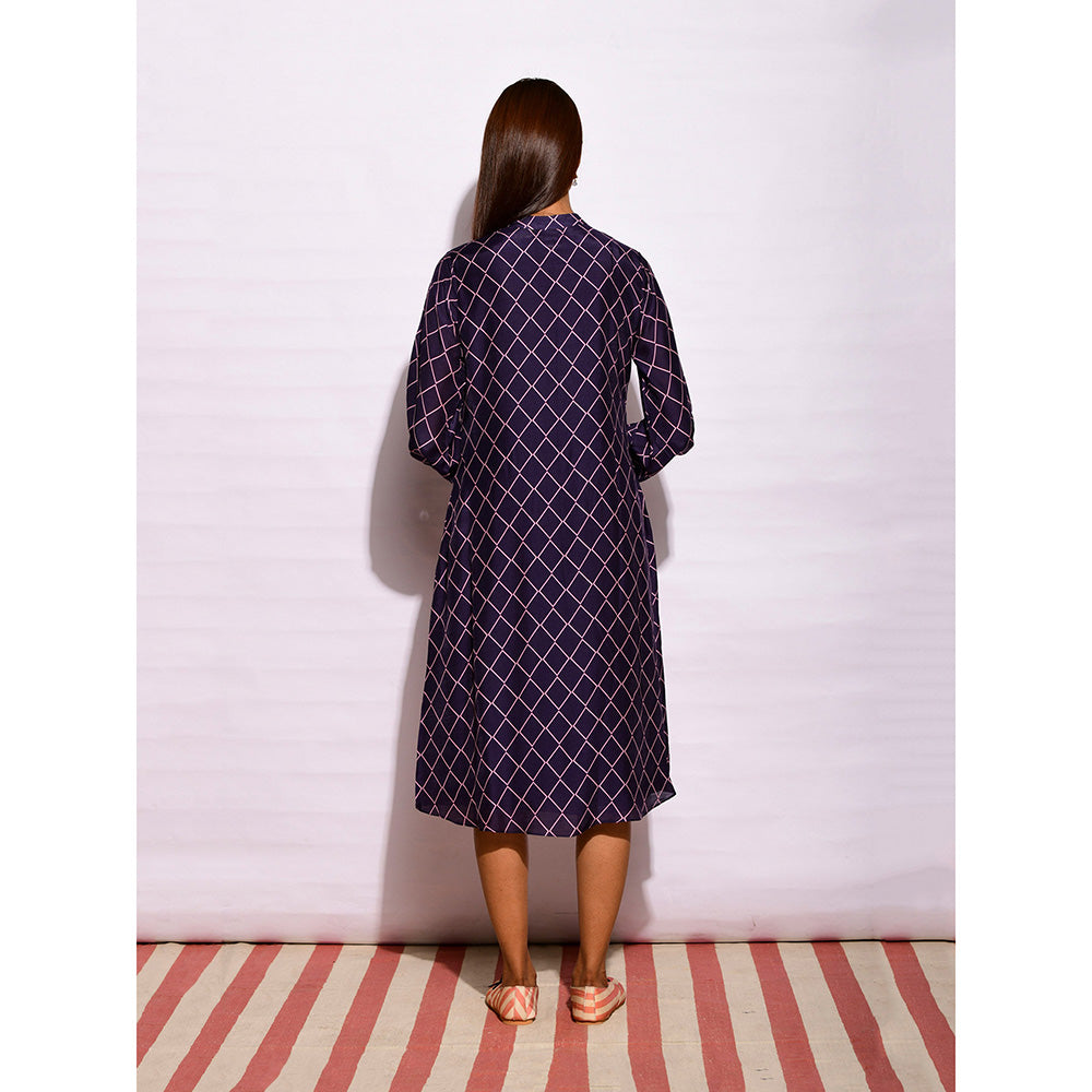 Swati Vijaivargie In Bloom Navy Blue Diamond Printed Dress