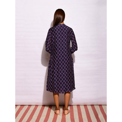 Swati Vijaivargie In Bloom Navy Blue Diamond Printed Dress