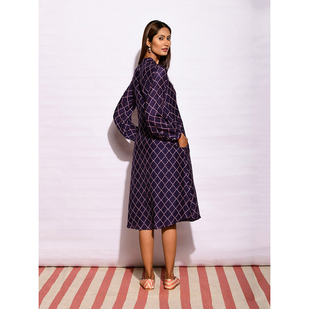 Swati Vijaivargie In Bloom Navy Blue Diamond Printed Dress