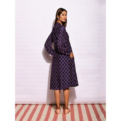 Swati Vijaivargie In Bloom Navy Blue Diamond Printed Dress