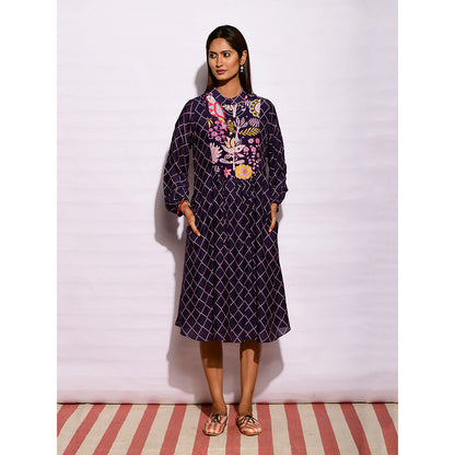 Swati Vijaivargie In Bloom Navy Blue Diamond Printed Dress