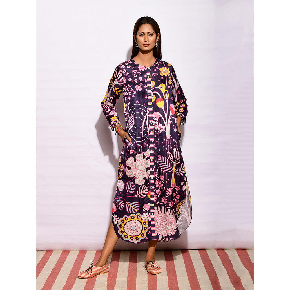 Swati Vijaivargie In Bloom Navy Blue Jaal Shirt Dress