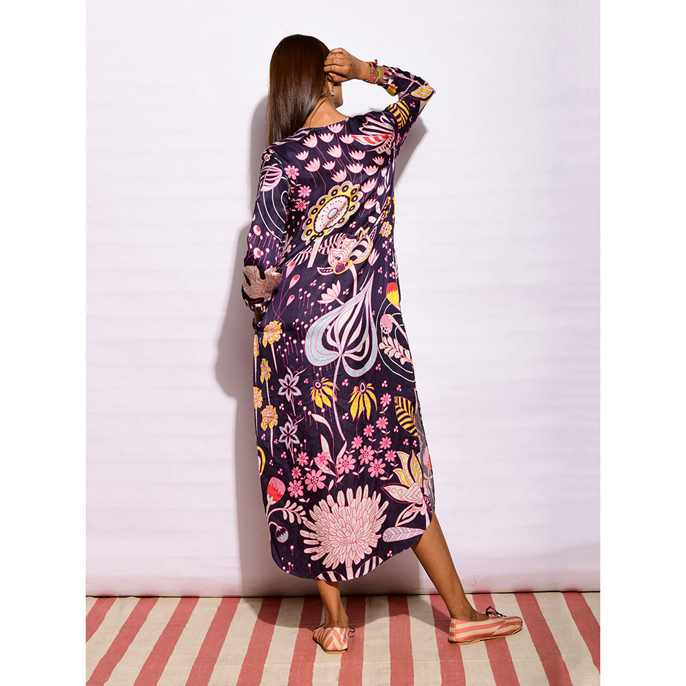 Swati Vijaivargie In Bloom Navy Blue Jaal Shirt Dress