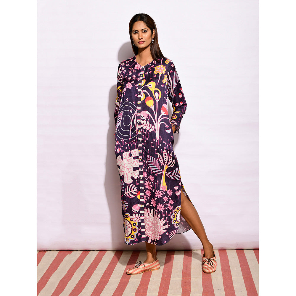 Swati Vijaivargie In Bloom Navy Blue Jaal Shirt Dress