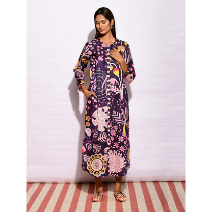 Swati Vijaivargie In Bloom Navy Blue Jaal Shirt Dress