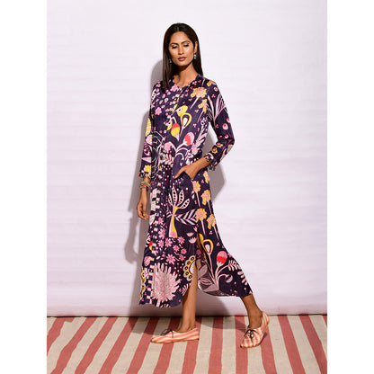 Swati Vijaivargie In Bloom Navy Blue Jaal Shirt Dress