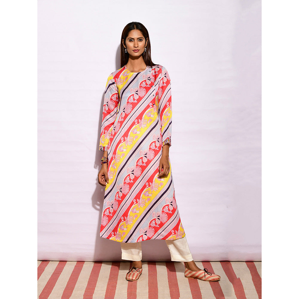 Swati Vijaivargie In Bloom Multicolor Diagonal Print Kurta