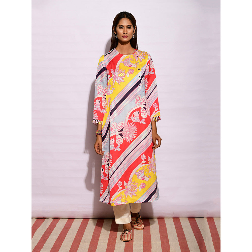 Swati Vijaivargie In Bloom Multicolor Big Diagonal Print Kurta
