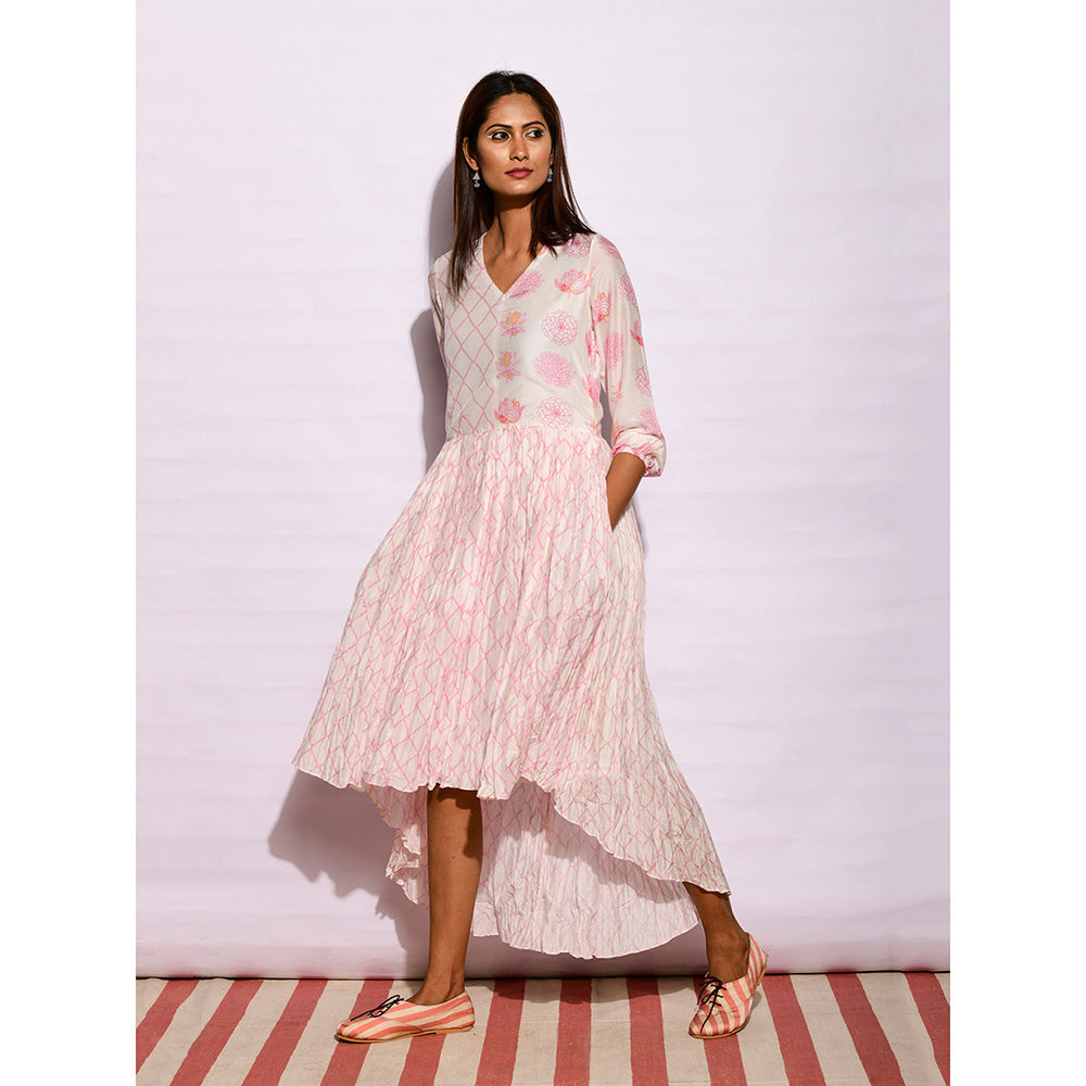 Swati Vijaivargie In Bloom Off White Asymmetric Printed Dress