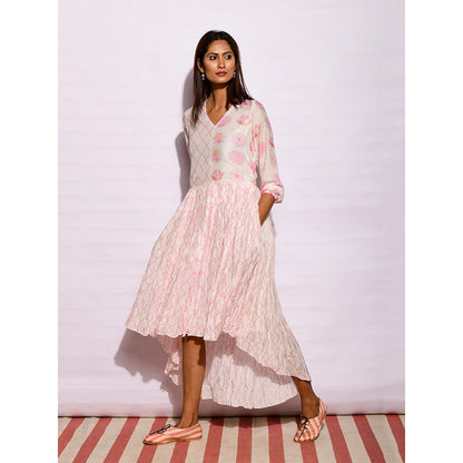 Swati Vijaivargie In Bloom Off White Asymmetric Printed Dress