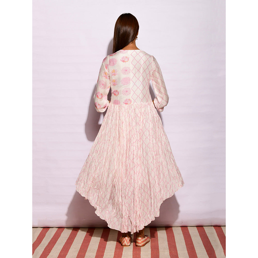 Swati Vijaivargie In Bloom Off White Asymmetric Printed Dress