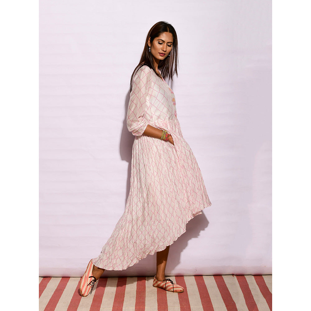 Swati Vijaivargie In Bloom Off White Asymmetric Printed Dress