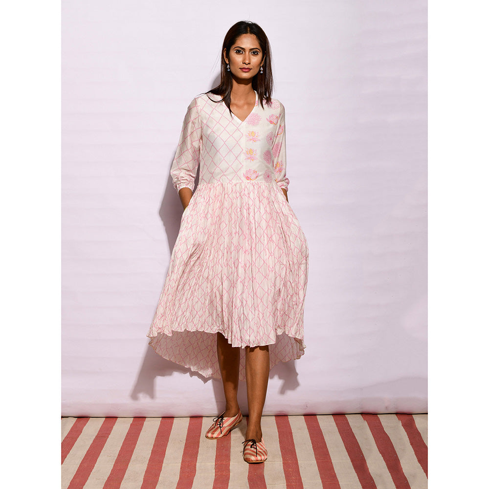 Swati Vijaivargie In Bloom Off White Asymmetric Printed Dress