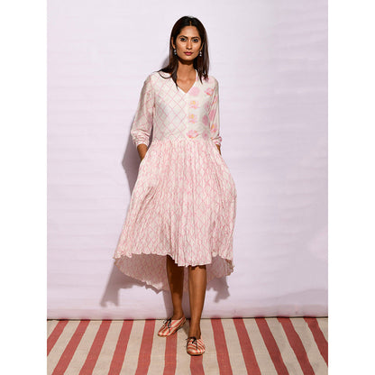 Swati Vijaivargie In Bloom Off White Asymmetric Printed Dress