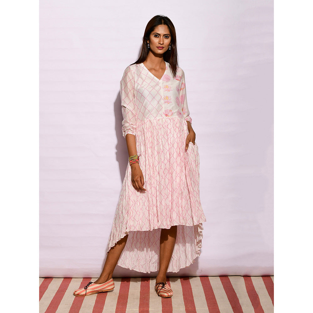 Swati Vijaivargie In Bloom Off White Asymmetric Printed Dress