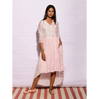 Swati Vijaivargie In Bloom Off White Asymmetric Printed Dress