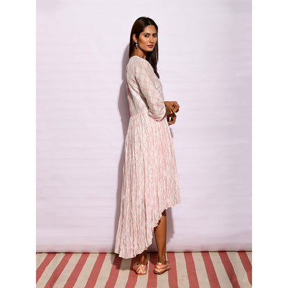 Swati Vijaivargie In Bloom Off White Asymmetric Printed Dress