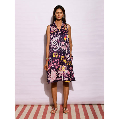 Swati Vijaivargie In Bloom Navy Blue Printed Dress