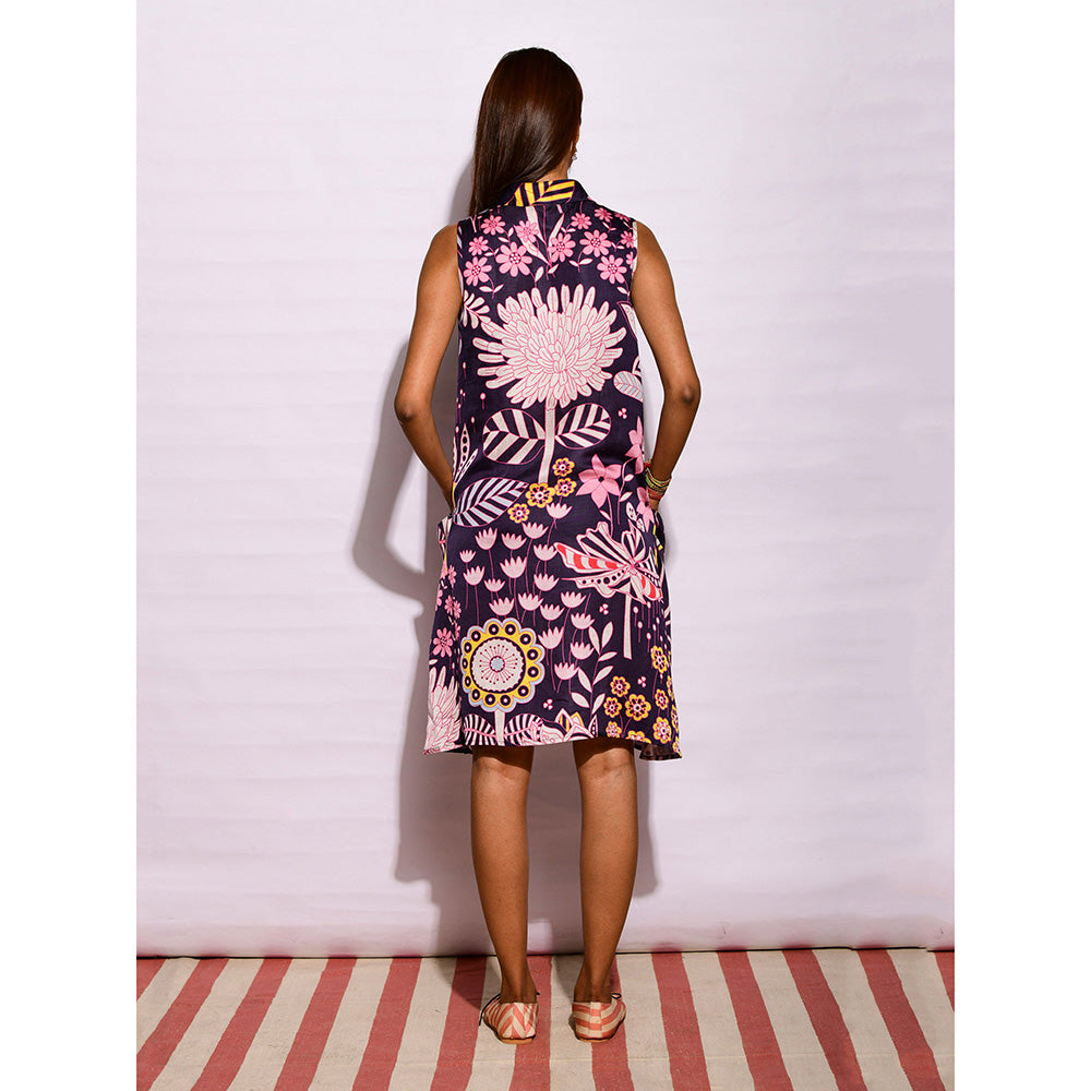 Swati Vijaivargie In Bloom Navy Blue Printed Dress