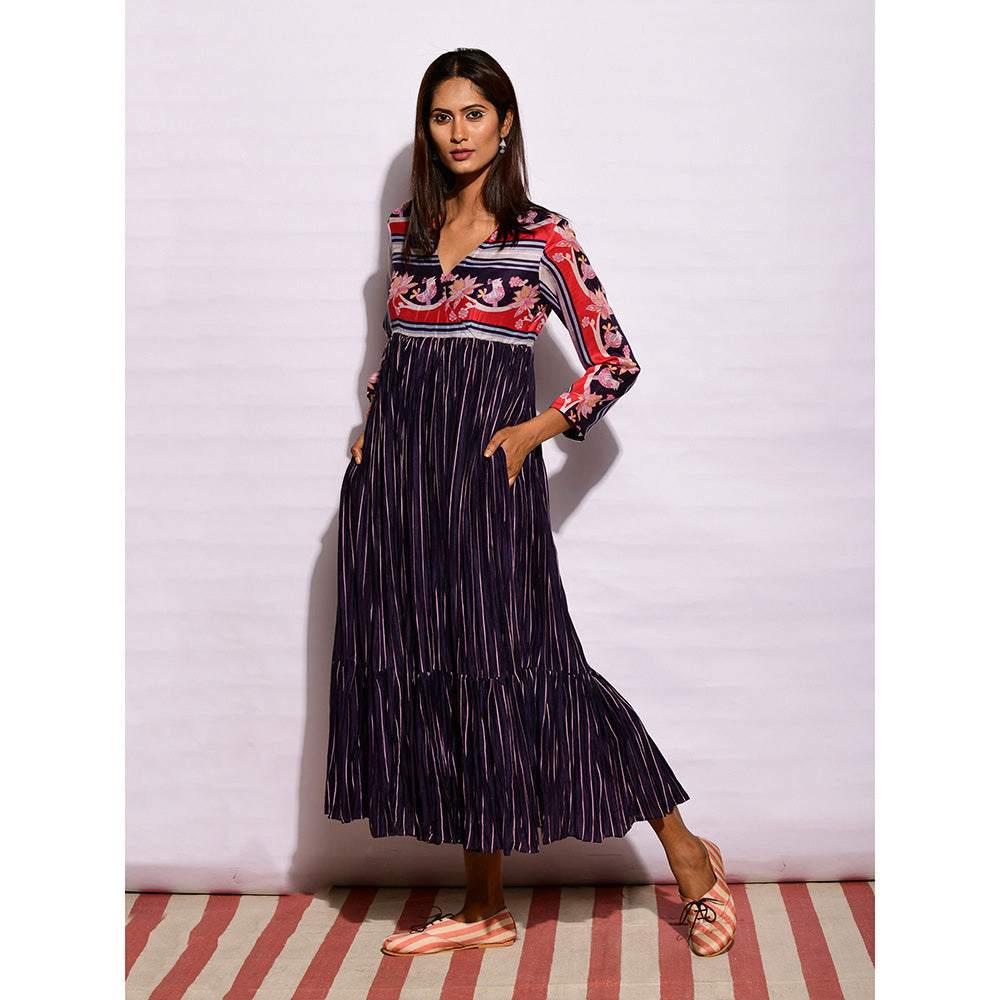 Swati Vijaivargie In Bloom Navy Blue Printed Crushed Dress