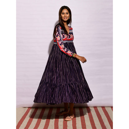 Swati Vijaivargie In Bloom Navy Blue Printed Crushed Dress