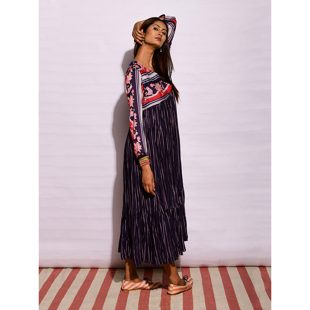 Swati Vijaivargie In Bloom Navy Blue Printed Crushed Dress