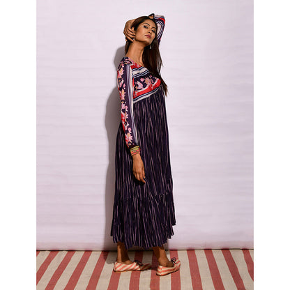Swati Vijaivargie In Bloom Navy Blue Printed Crushed Dress